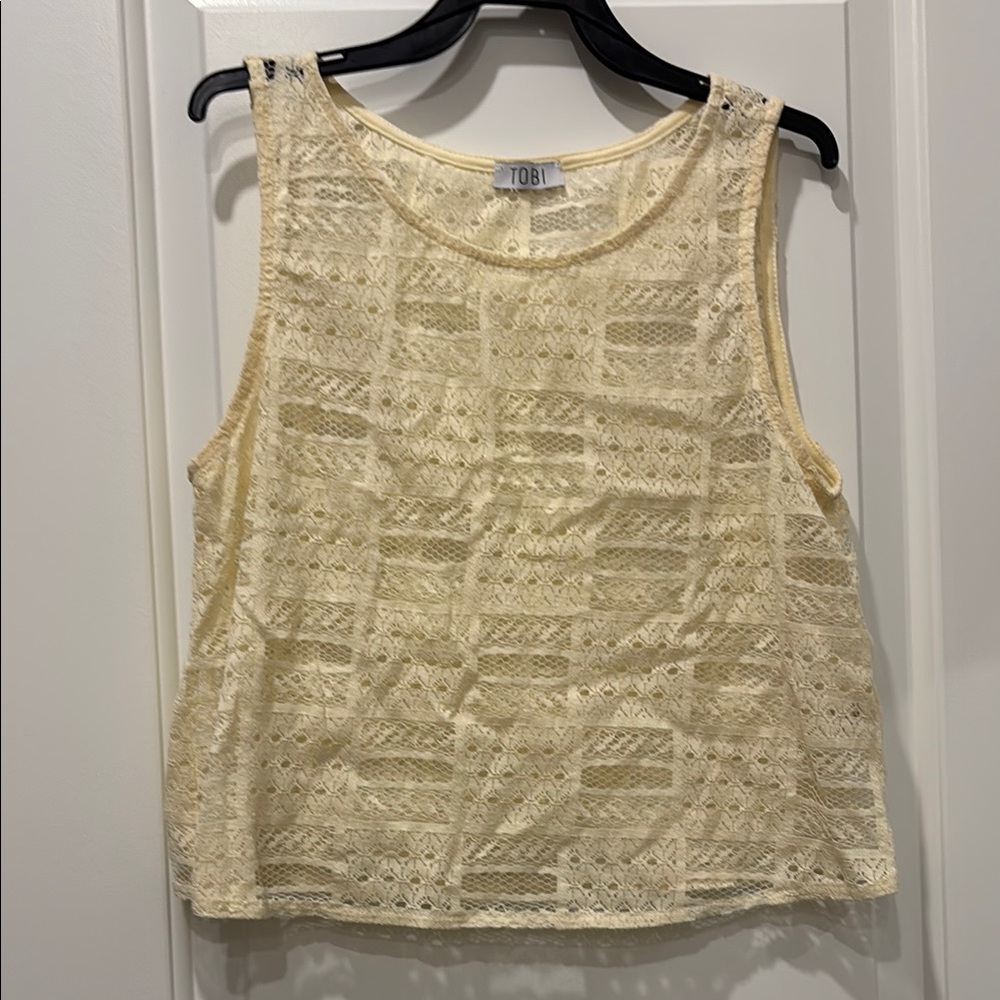 Off white lace tank crop top